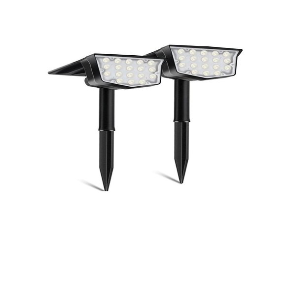 Solar Spotlight Two Pack Outdoor Waterproof IP65 Security Garden Pathway Lights - Picture 1 of 2